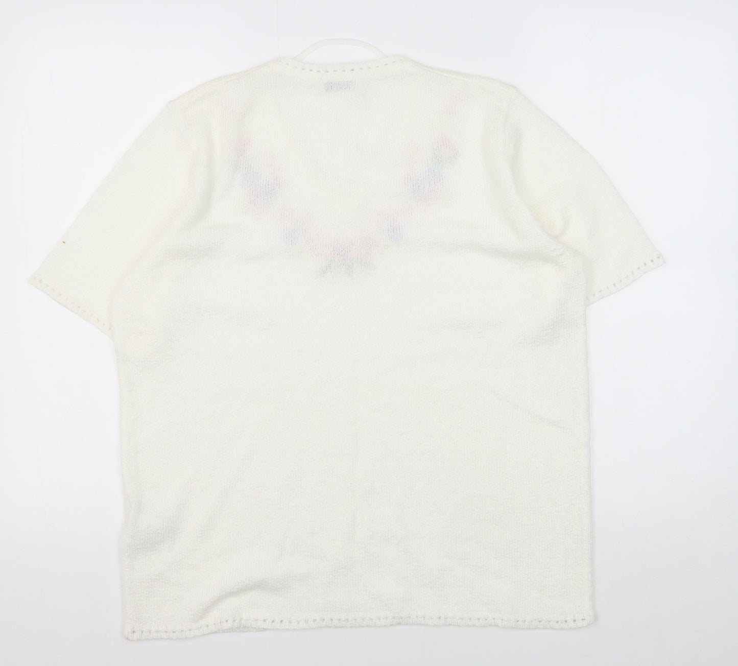 Damart Women's Ivory Floral V-Neck Pullover M