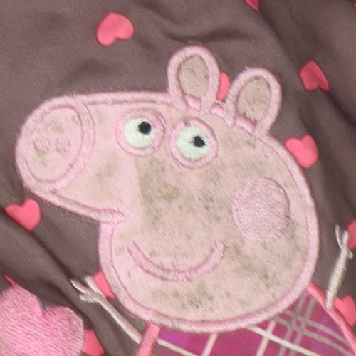 Peppa Pig Girls Brown Puffer Jacket, Hooded, Age 3-4 Years