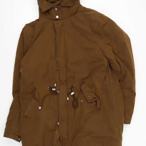 Zara Man Brown XL Hooded Parka Jacket for Men