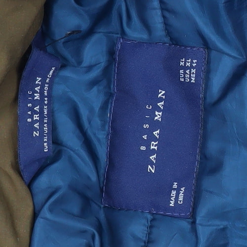 Zara Man Brown XL Hooded Parka Jacket for Men