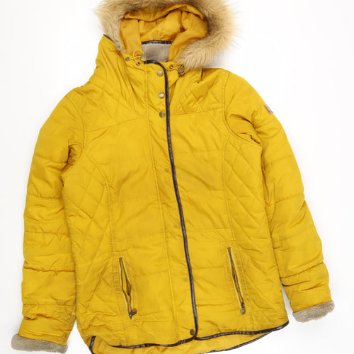 Regatta Women's Yellow Quilted Hooded Jacket Size 14