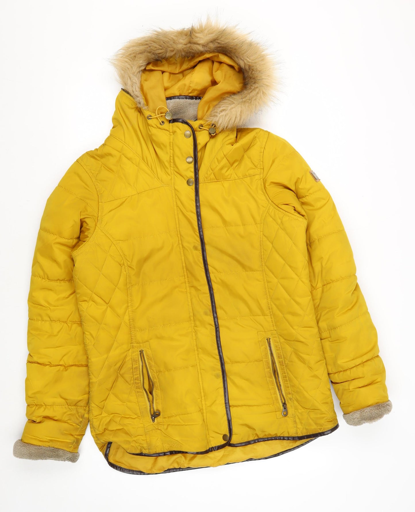 Regatta Women's Yellow Quilted Hooded Jacket Size 14