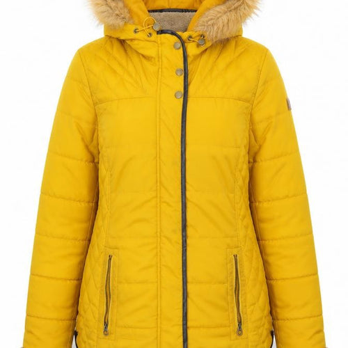 Regatta Women's Yellow Quilted Hooded Jacket Size 14