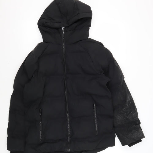 Next Boys Black Puffer Jacket 12 Years Hooded Zip Winter