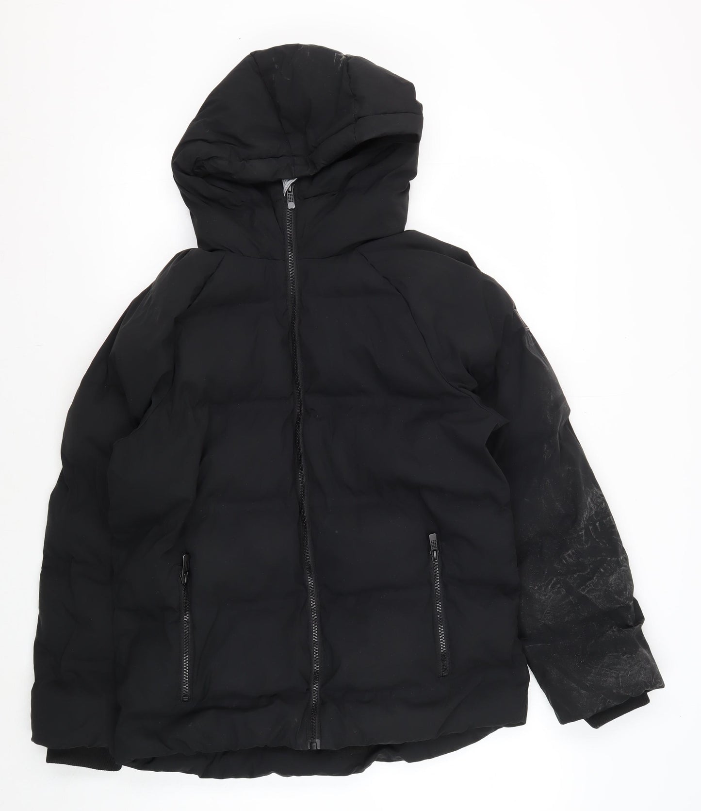 Next Boys Black Puffer Jacket 12 Years Hooded Zip Winter