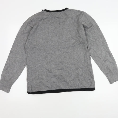 Saloos Women's Grey Cardigan Size L Knit Beaded