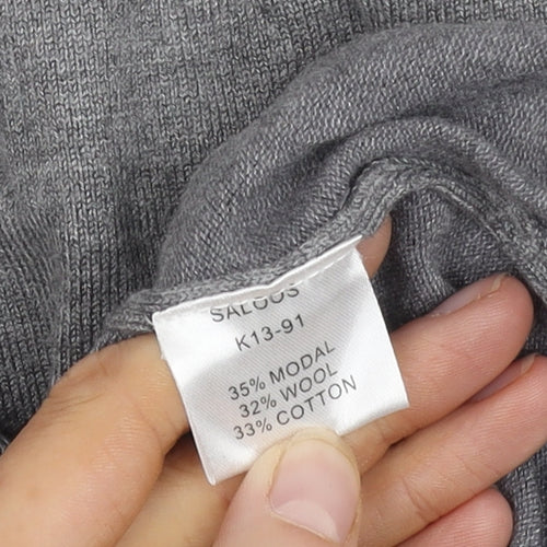 Saloos Women's Grey Cardigan Size L Knit Beaded