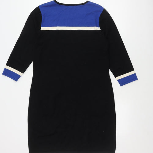 Roman Women's Black Blue Colourblock Pocket Dress Size 14