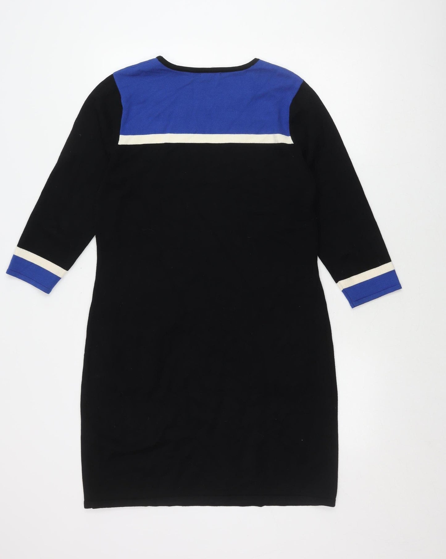 Roman Women's Black Blue Colourblock Pocket Dress Size 14