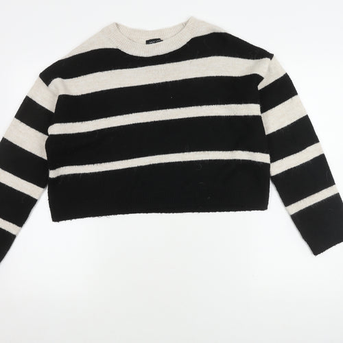 New Look Women’s Black Ivory Striped Pullover Jumper M
