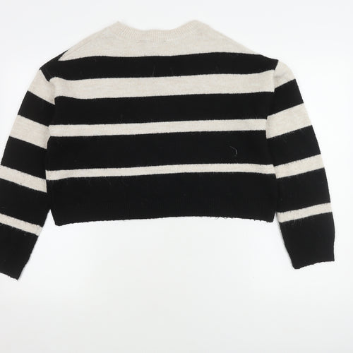 New Look Women’s Black Ivory Striped Pullover Jumper M