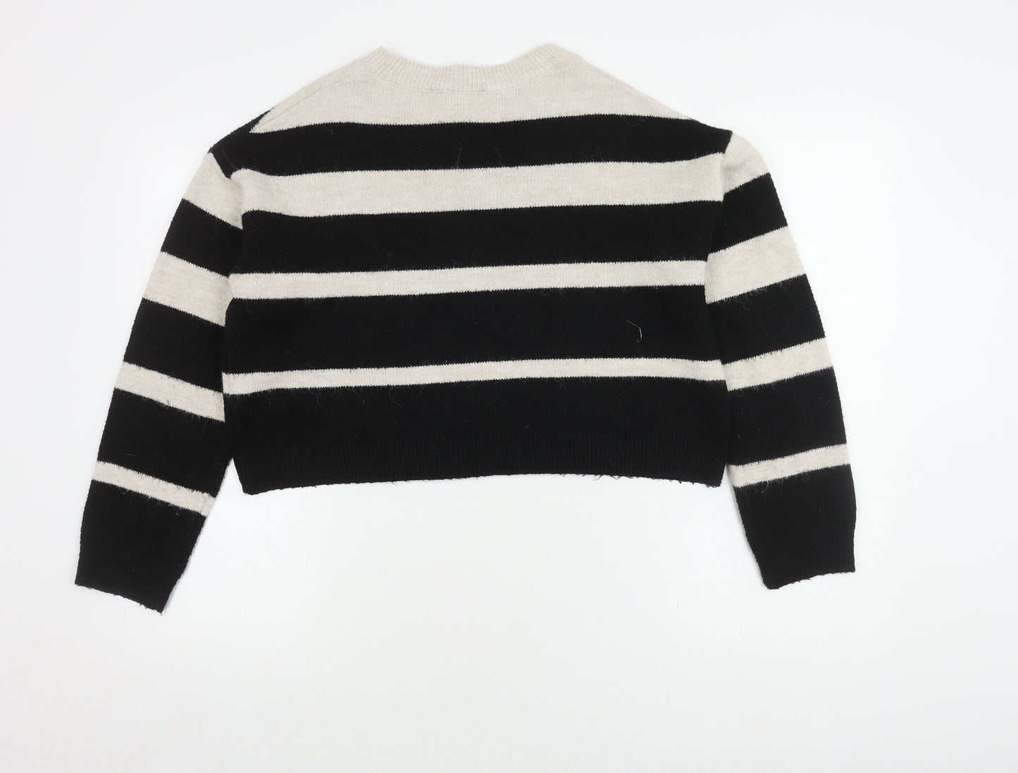 New Look Women’s Black Ivory Striped Pullover Jumper M