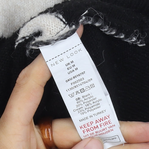 New Look Women’s Black Ivory Striped Pullover Jumper M