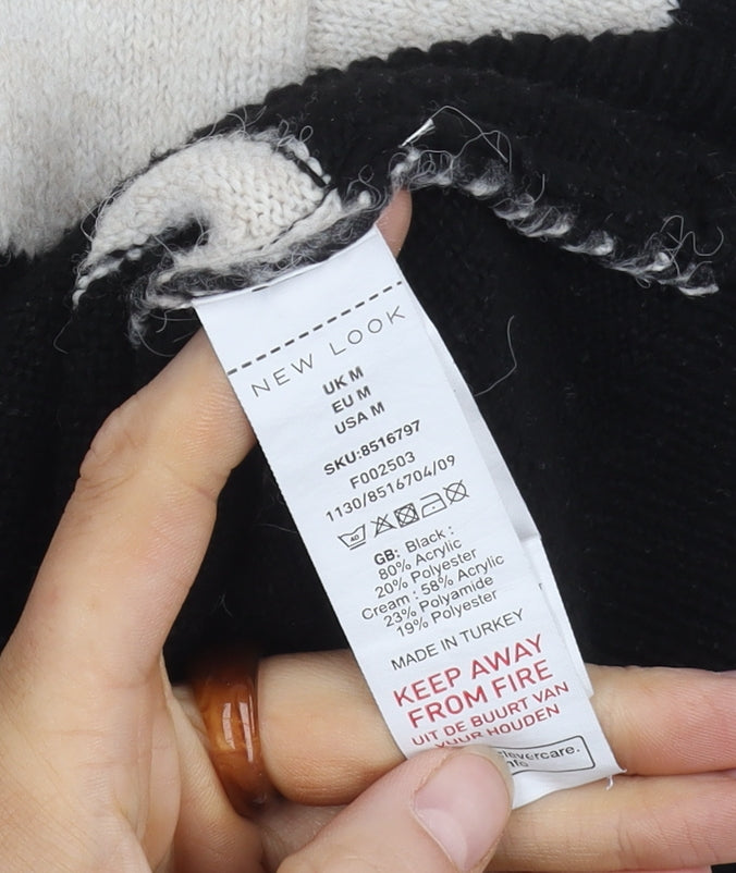 New Look Women’s Black Ivory Striped Pullover Jumper M