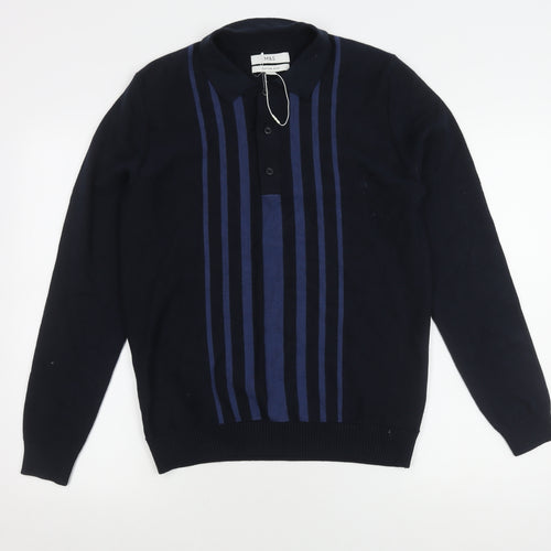 Marks and Spencer Men's Blue Striped Pullover Jumper S