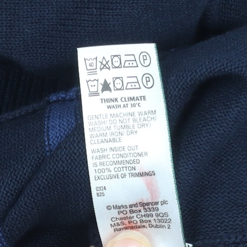 Marks and Spencer Men's Blue Striped Pullover Jumper S