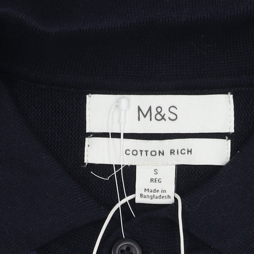 Marks and Spencer Men's Blue Striped Pullover Jumper S