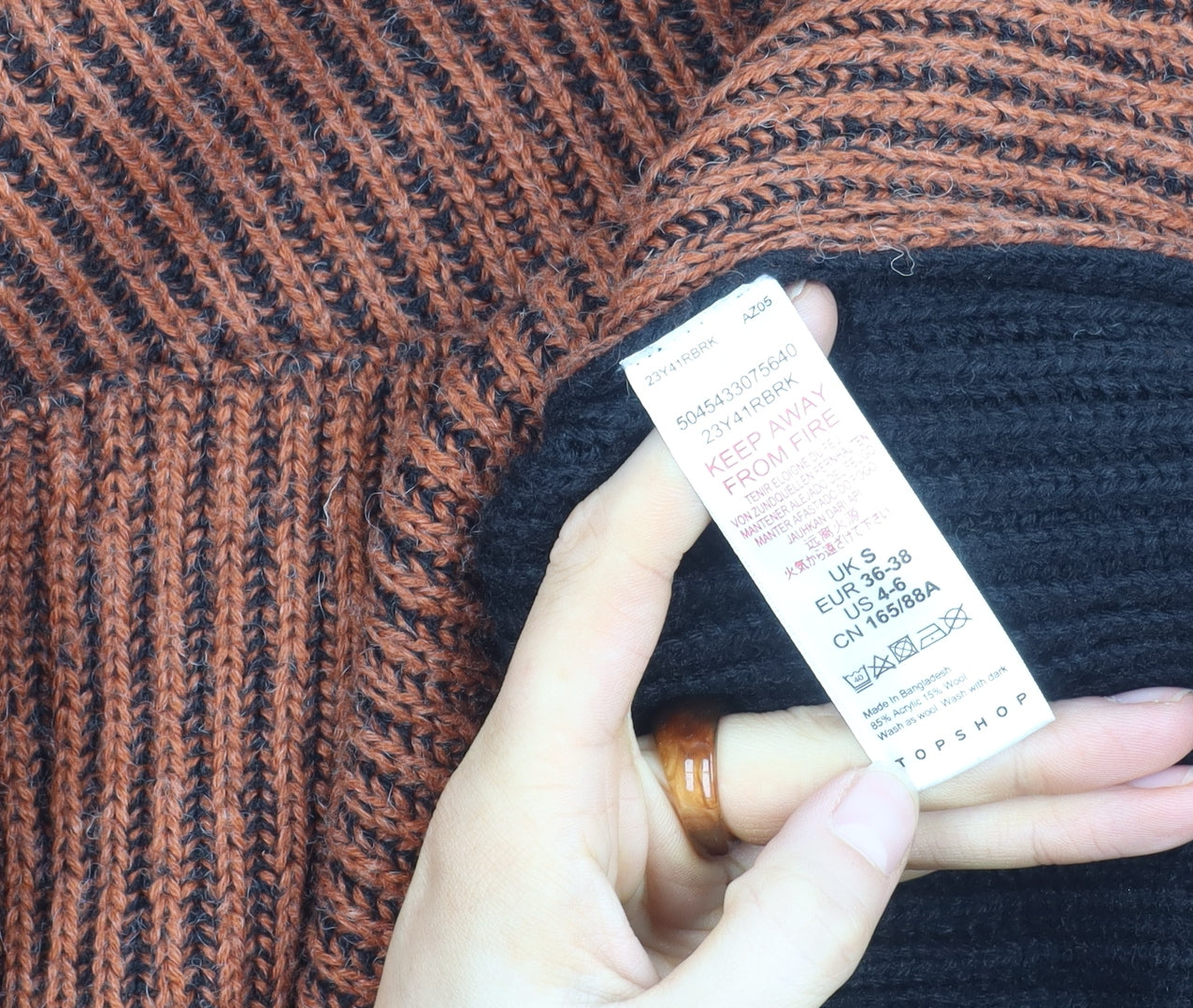 Topshop Women's Roll Neck Striped Pullover Jumper S