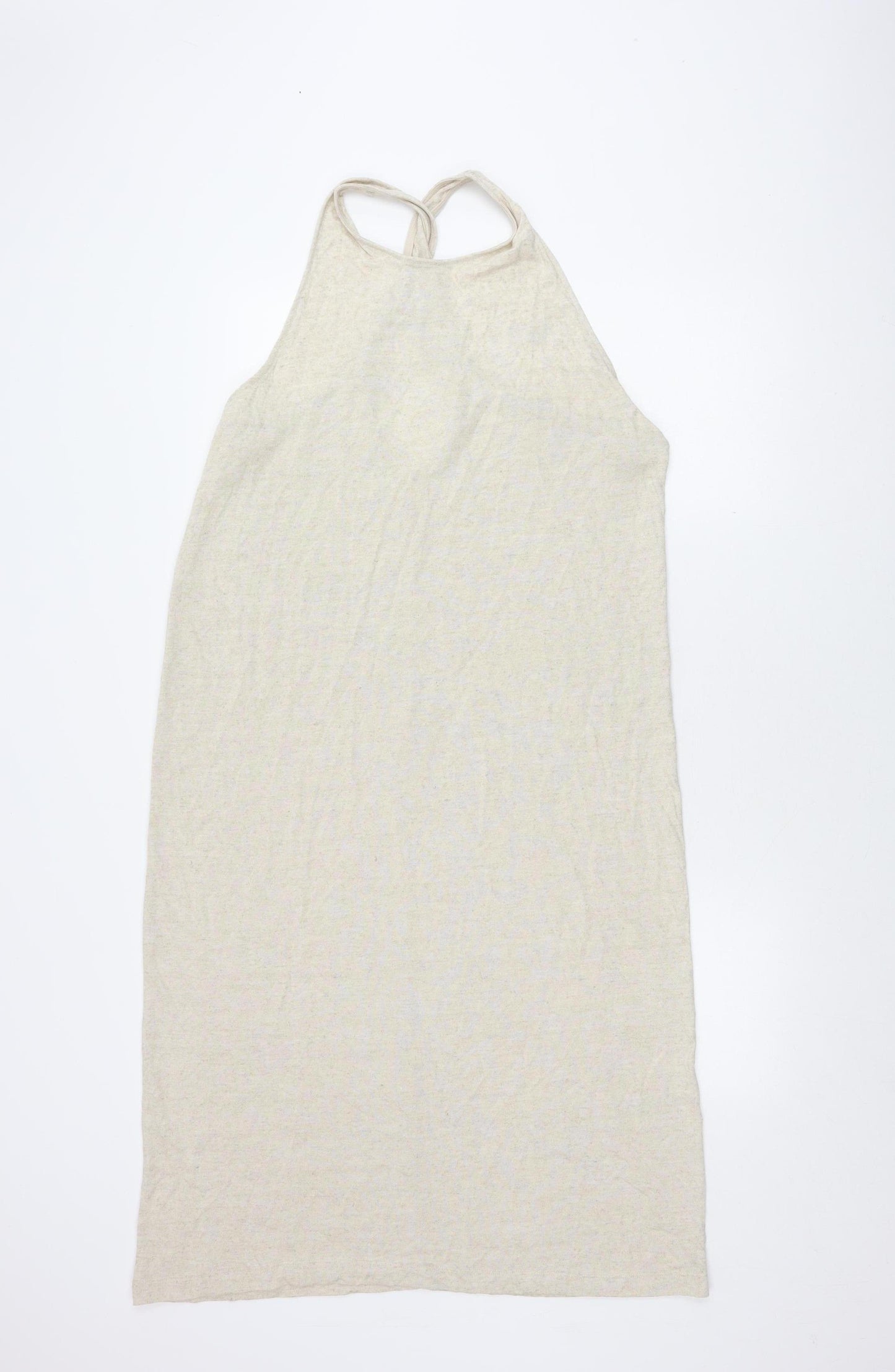 H&M Women's Beige Halter Slip Dress, Size 14