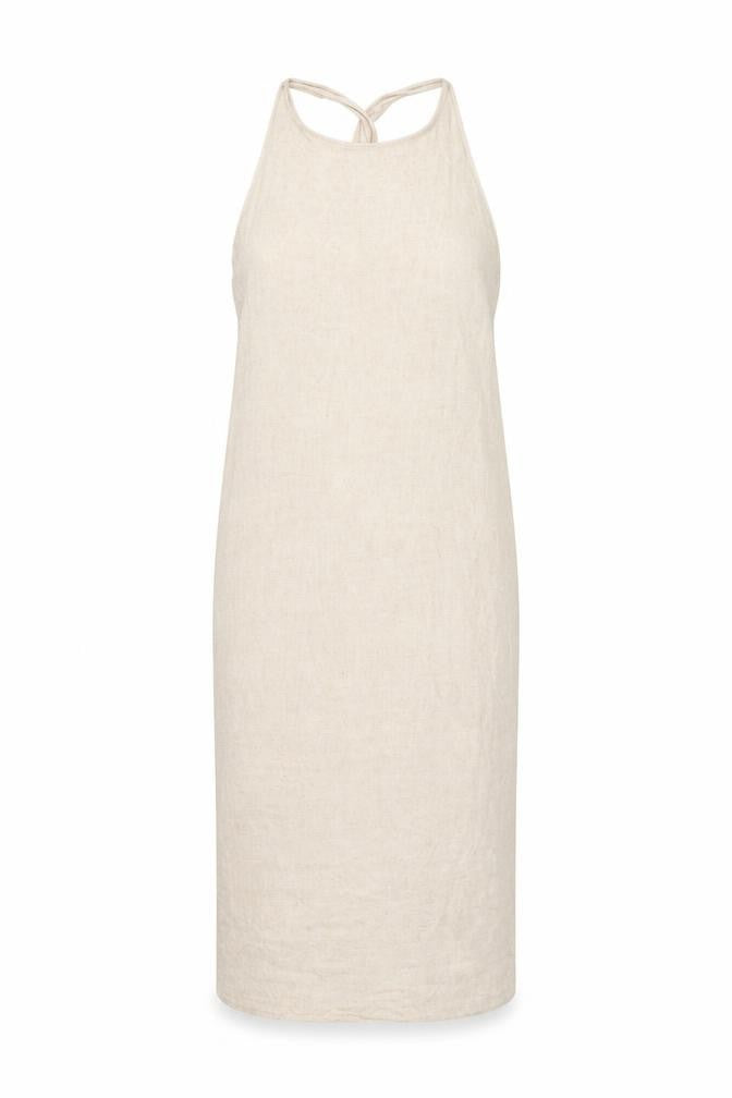 Front view of H&M Women's Beige Halter Slip Dress, size 14