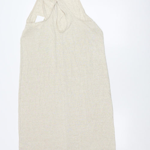 H&M Women's Beige Halter Slip Dress, Size 14