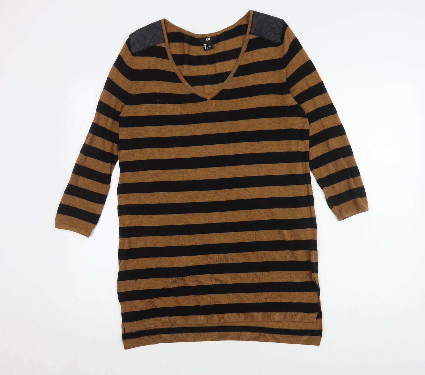 H&M Women's Brown Black Striped Pullover Jumper S