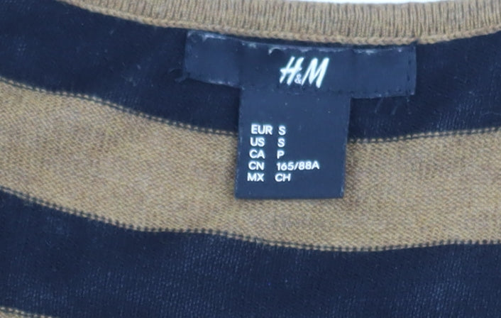 H&M Women's Brown Black Striped Pullover Jumper S