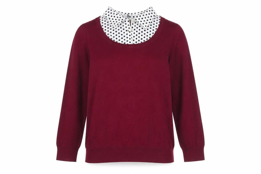 Front view of Laura Ashley Women's UK 12 Polka Dot Jumper
