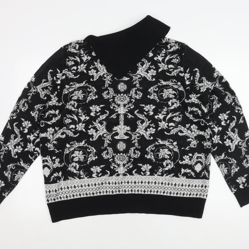Roman Women's Black Pullover Jumper, Size 20, Geometric