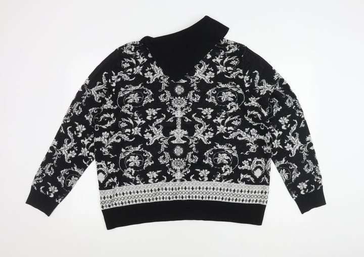 Roman Women's Black Pullover Jumper, Size 20, Geometric