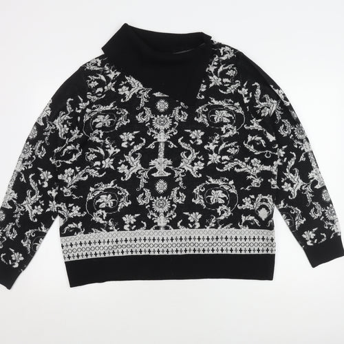 Roman Women's Black Pullover Jumper, Size 20, Geometric