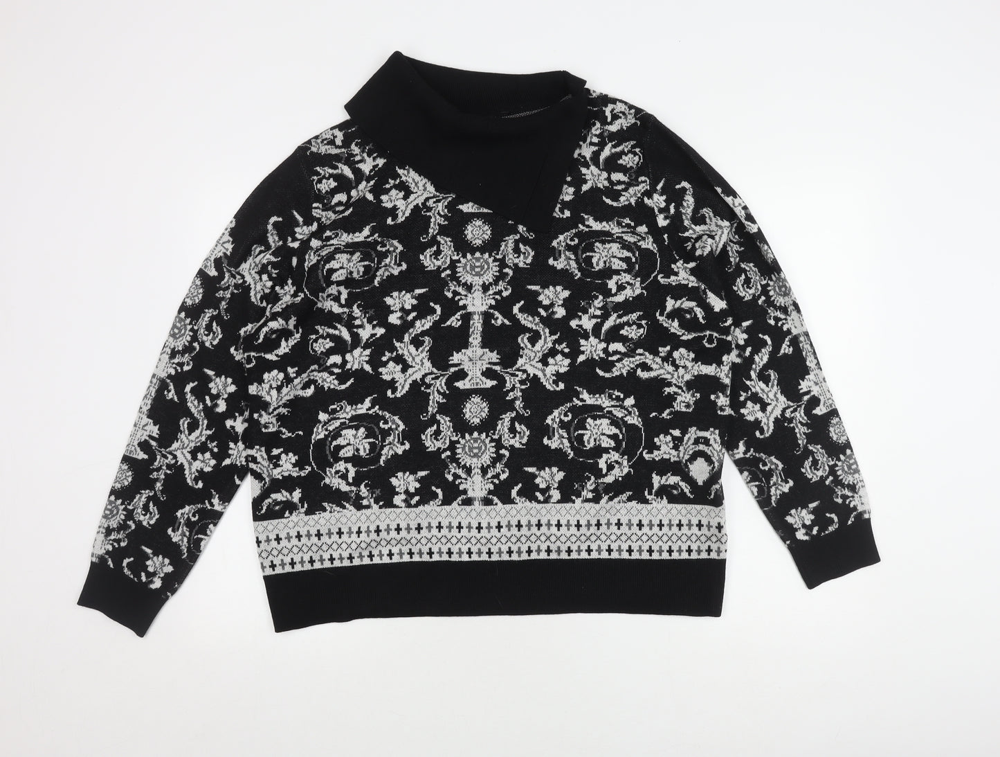 Roman Women's Black Pullover Jumper, Size 20, Geometric