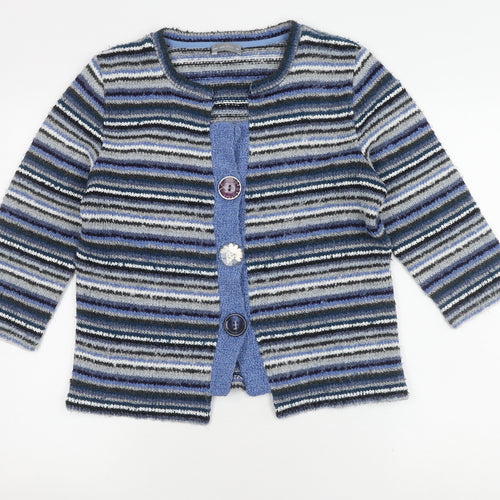 Marks and Spencer Women's Blue Striped Cardigan, M