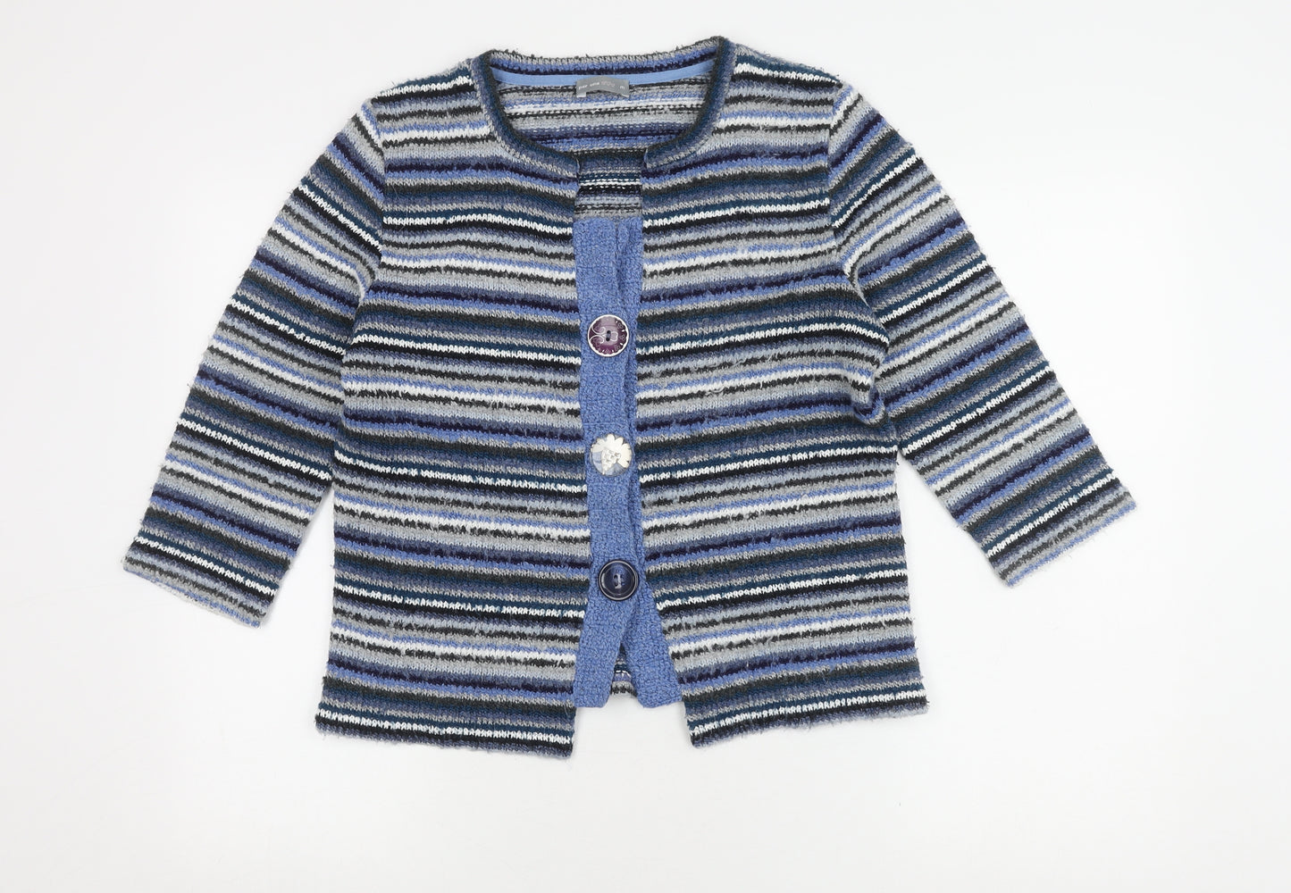 Marks and Spencer Women's Blue Striped Cardigan, M