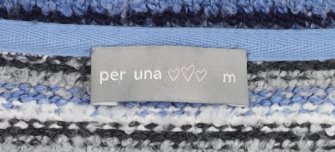 Marks and Spencer Women's Blue Striped Cardigan, M