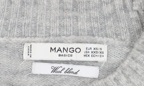 Mango Women's Grey Wool Blend Pullover Jumper XS