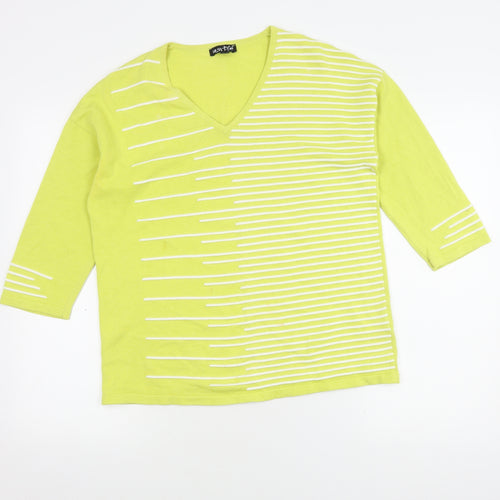 Marble Women's Green V-Neck Pullover Jumper Size 12