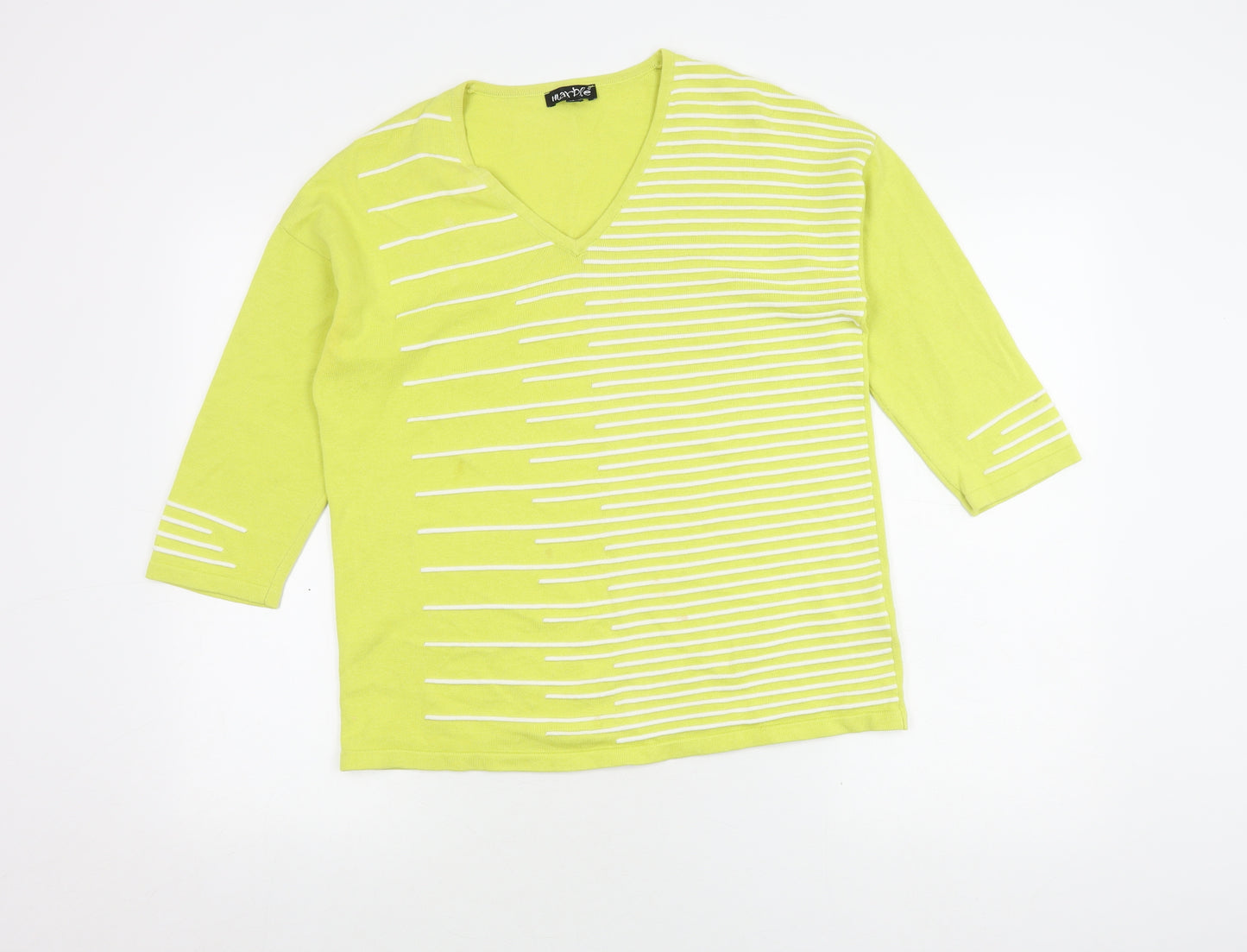 Marble Women's Green V-Neck Pullover Jumper Size 12