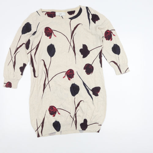 Next Women's Beige Floral Tunic Jumper Size 16