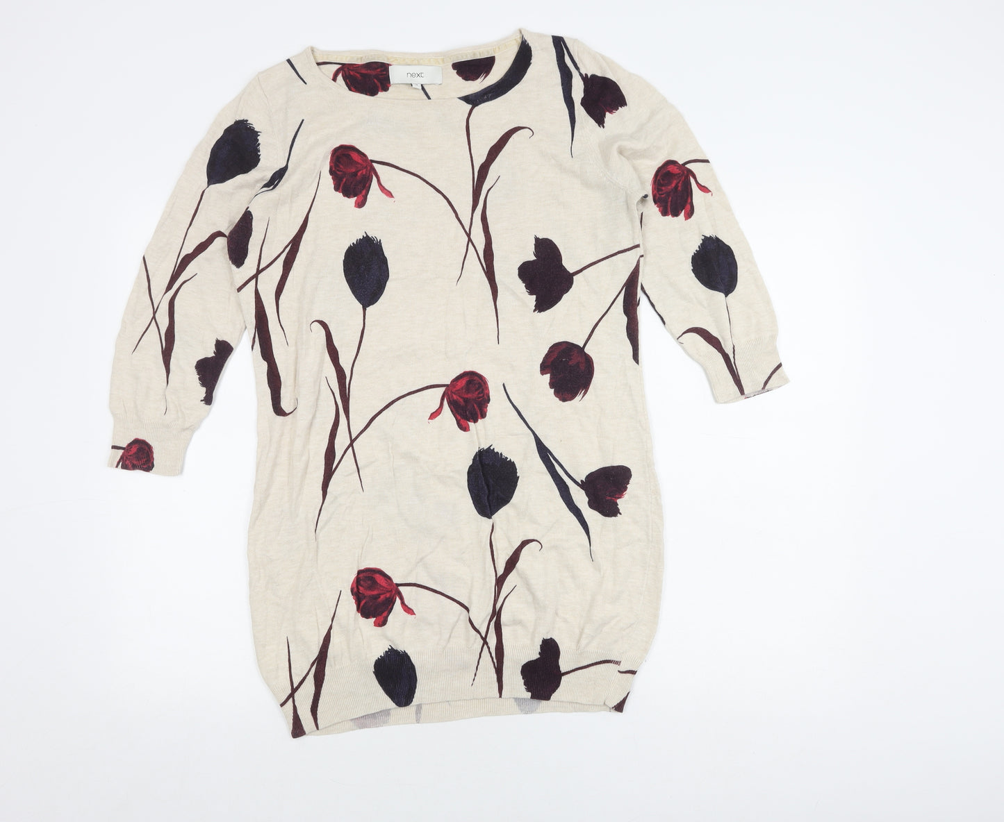 Next Women's Beige Floral Tunic Jumper Size 16