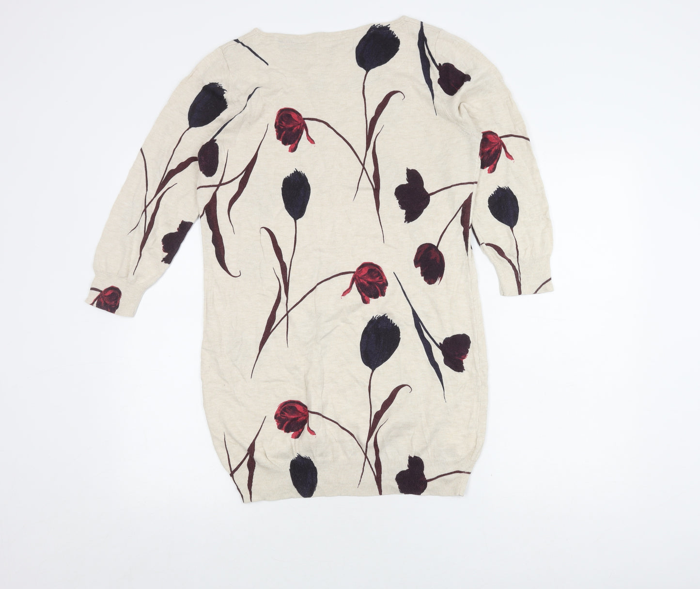 Next Women's Beige Floral Tunic Jumper Size 16