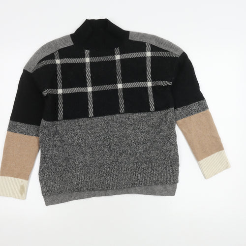 Jigsaw Women's Wool Pullover Jumper XS Check Roll Neck