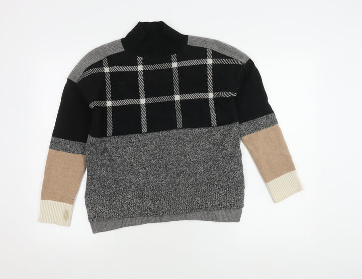 Jigsaw Women's Wool Pullover Jumper XS Check Roll Neck