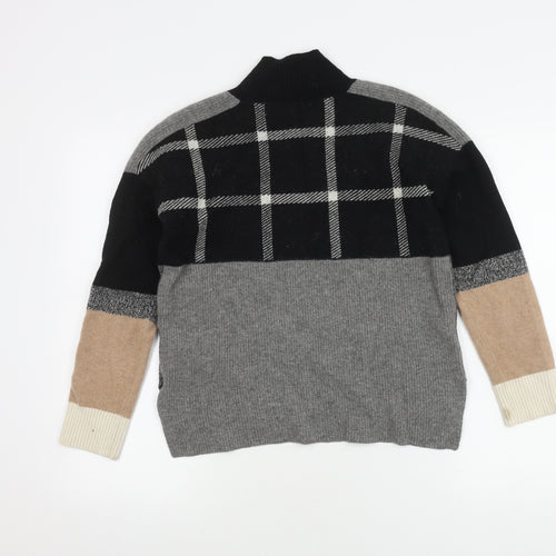 Jigsaw Women's Wool Pullover Jumper XS Check Roll Neck