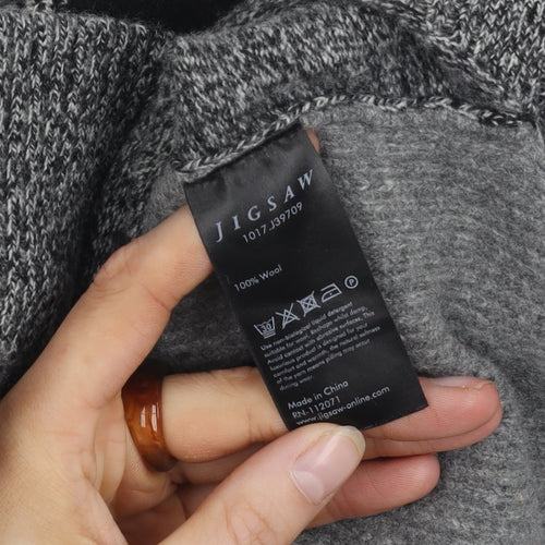 Jigsaw Women's Wool Pullover Jumper XS Check Roll Neck