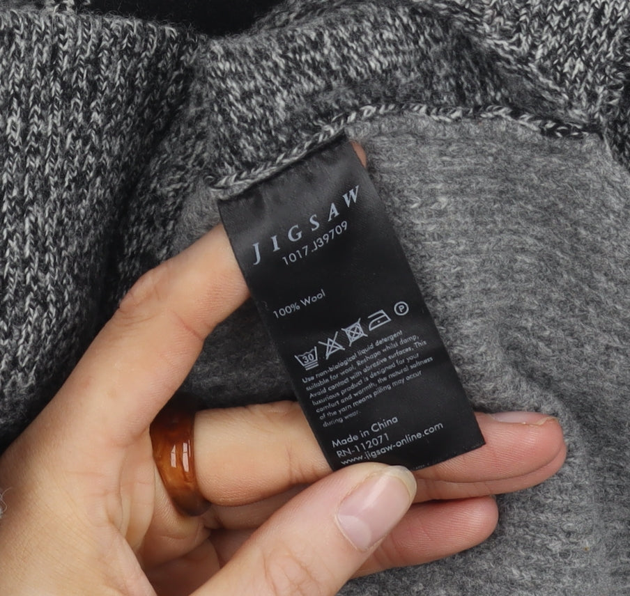 Jigsaw Women's Wool Pullover Jumper XS Check Roll Neck