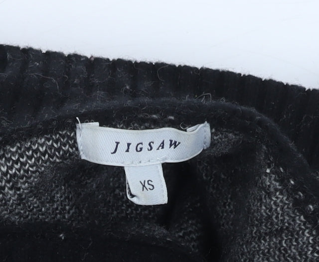 Jigsaw Women's Wool Pullover Jumper XS Check Roll Neck