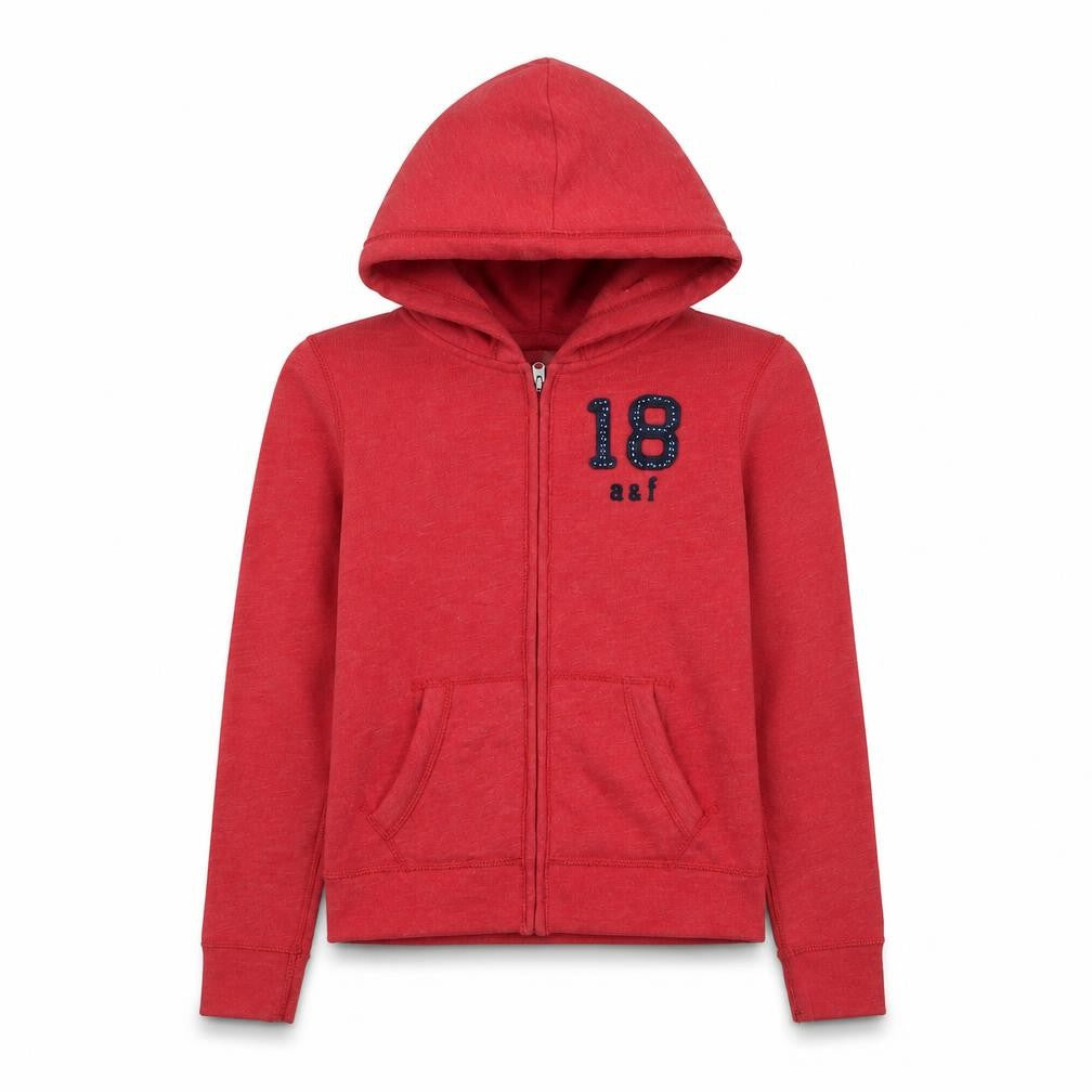Abercrombie Girls Red Hoodie M Full Zip Graphic
