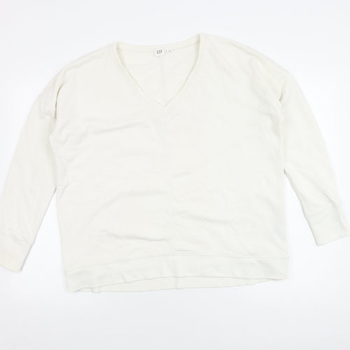 Gap Women's White V-Neck Pullover Jumper - Size M