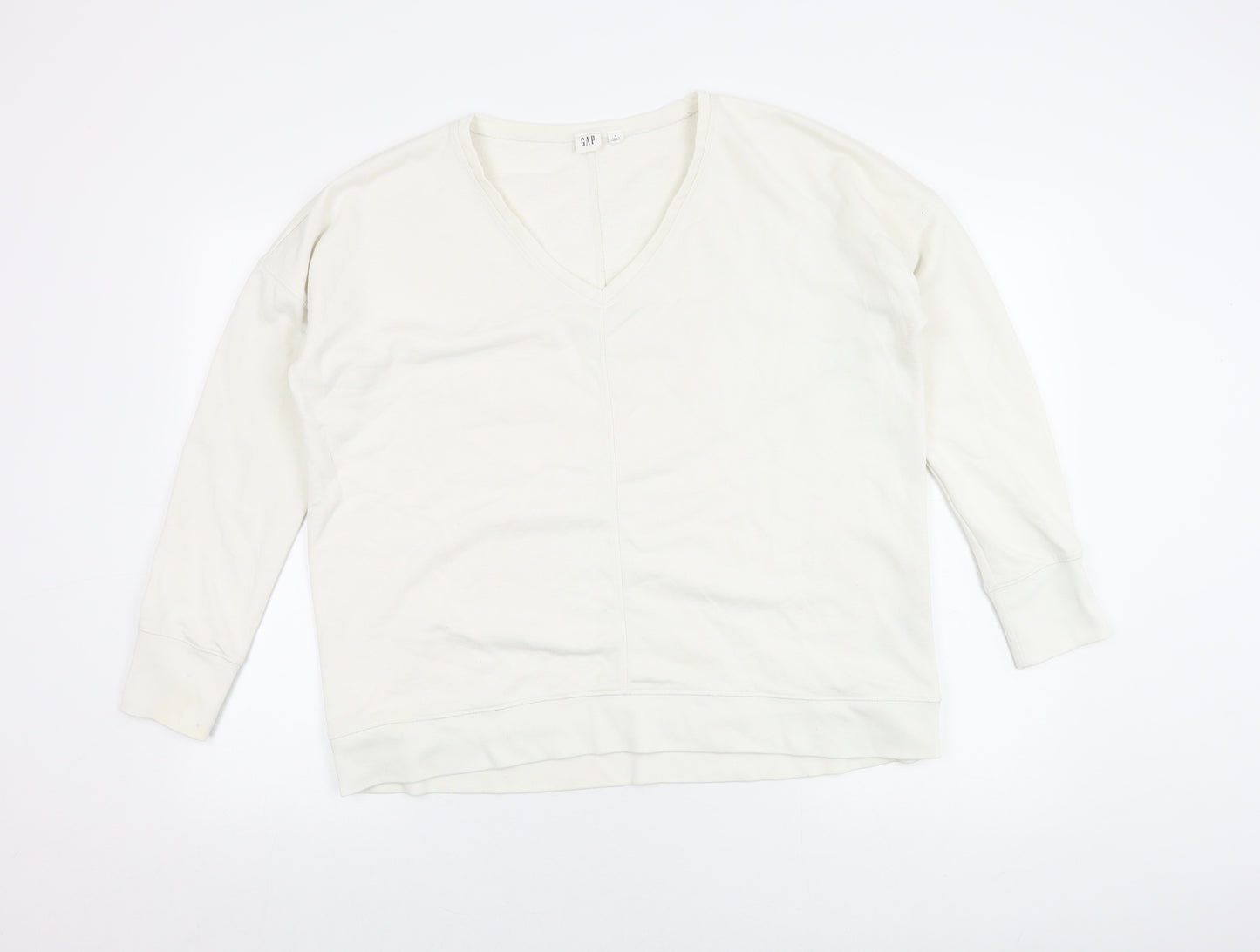 Gap Women's White V-Neck Pullover Jumper - Size M
